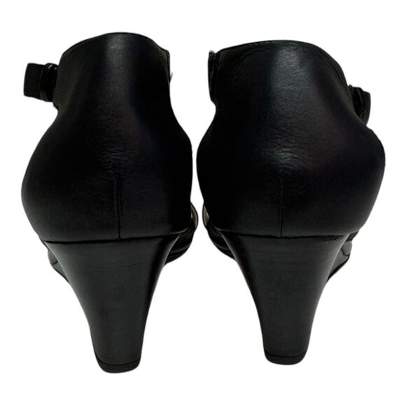 Sofft Pippa Black Wedge Sandals T Strap Ankle Strap Comfort Shoes - Picture 3 of 11